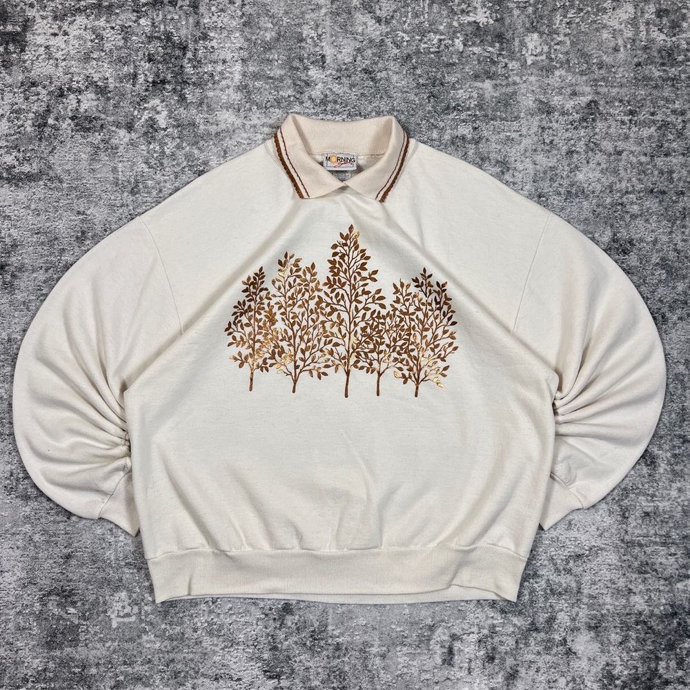 Vintage 90s Morning Sun Nature Trees Crewneck Sweatshirt